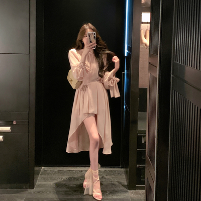 前后不规则连衣裙含打底短裤