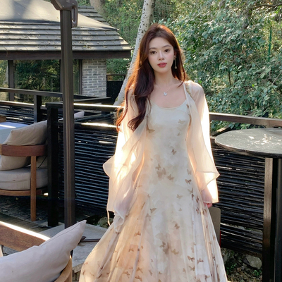 ByYou 夏季新款仙气杏色天丝开衫外套女防晒罩衫薄纱外穿衬衫上衣