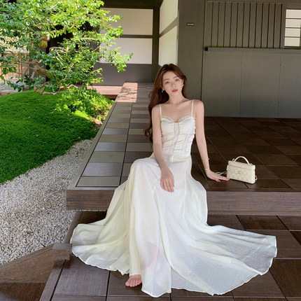 ByYou 夏季新款法式缎面拼接蕾丝白色吊带背心女短款内搭露肩上衣