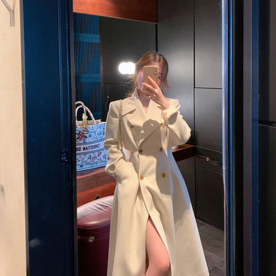 byyou秋冬季毛呢外套中长款