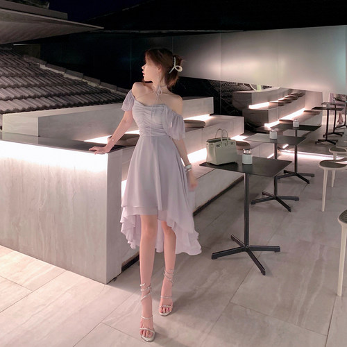 多层裙摆不规则设计连衣裙