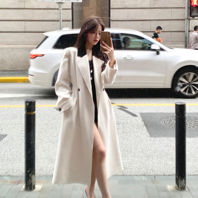 加厚小香风白色风衣外套