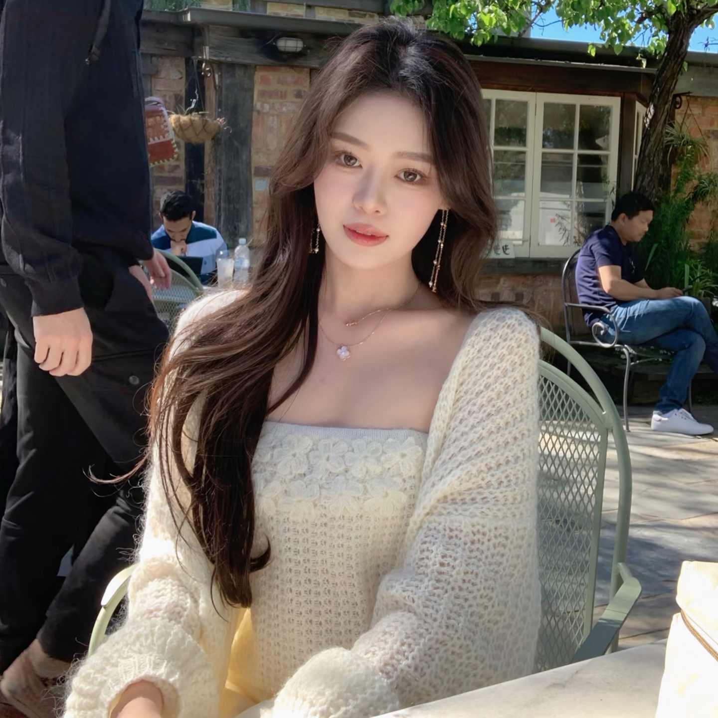 12/10ByYou  纯手工钉花 立体花朵抹胸开衫两件套套装毛衣