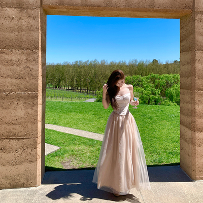 ByYou 2025新款法式蕾丝鱼骨胸衣美背吊带背心女束腰抹胸内搭上衣