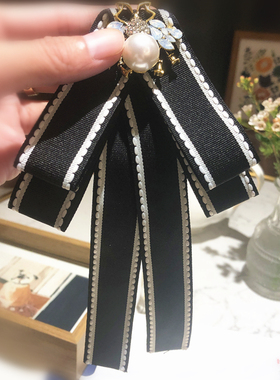 黑色衬衫领结女蜜蜂扣针领口装饰Jk制服领花复古学院风学士服配饰