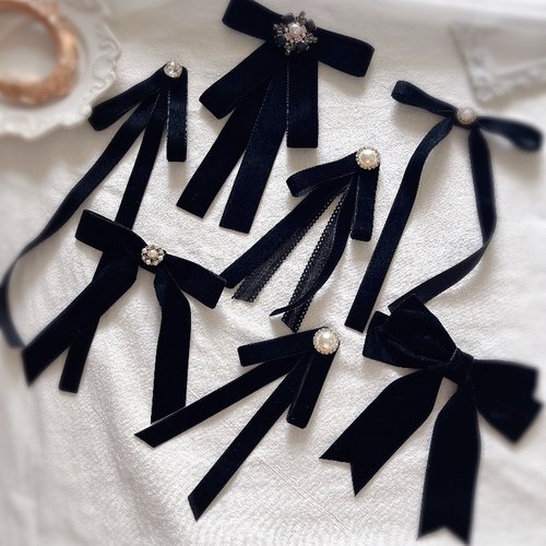 韩版学院风黑色丝绒蝴蝶结