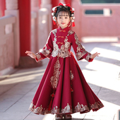 2025新款 加厚古装 中国风拜年服唐装 女童连衣裙子冬季 儿童汉服冬款