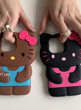DT play hello夏威夷度假黑皮猫咪呆萌韩国博主可爱ins风适用于iphone17promax/16/15苹果11/12/14/13手机壳