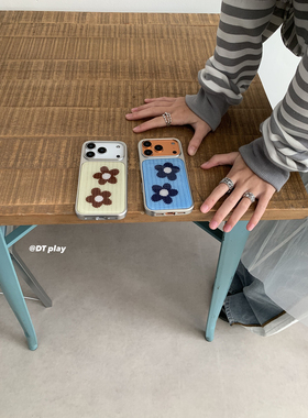 DT play 春夏小花可爱淡黄蓝色简约感韩国ins博主小众设计适用于iphone17promax/16/15苹果14/13手机壳保护套