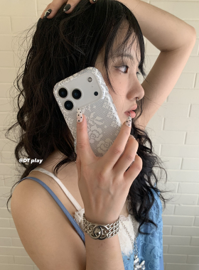 DT play 白色蕾丝花朵温柔氛围感甜酷韩国ins博主小众设计适用于iphone17promax/16/15苹果14/13手机壳保护套