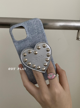 DT play 甜酷爱心铆钉少女氛围感韩国ins博主小众适用于iphone17/16promax/15苹果11/12/14/13手机壳保护套