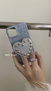 16promax 甜酷爱心铆钉少女氛围感韩国ins博主小众适用于iphone17 15苹果11 13手机壳保护套 play