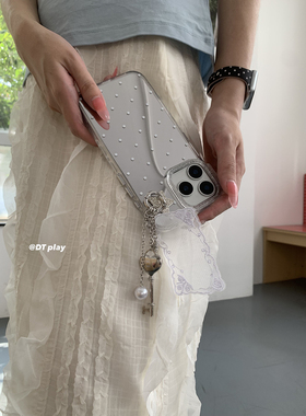 DT play 别致蕾丝波点镜面星星挂件韩国ins博主小众设计适用于iphone17promax/16/15苹果14/13手机壳保护套