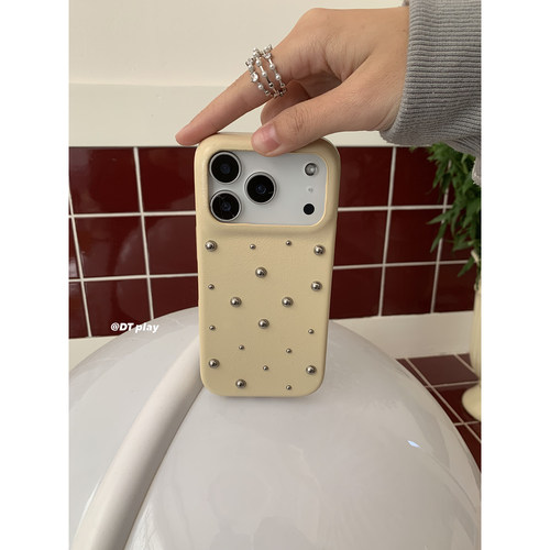 DT play 春夏新配色彩淡黄珠珠少女韩国ins博主小众设计适用于iphone17promax/16/15苹果14/13手机壳保护套