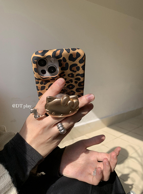 DT play 豹纹甜酷猫咪时髦可爱2025新韩国ins风小众博主高级适用于iphone17promax/16/15苹果14手机壳保护套
