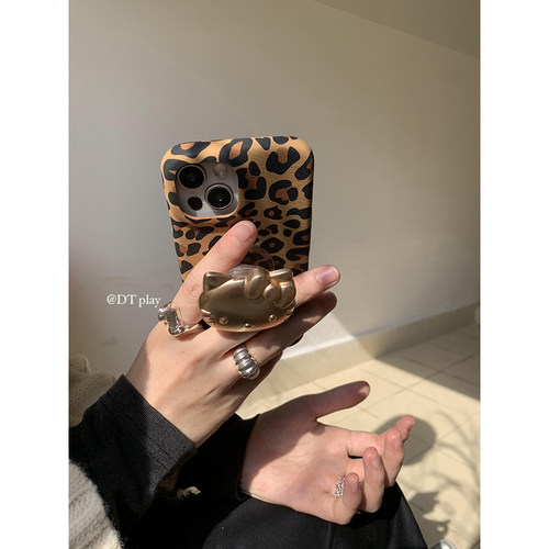 DT play 豹纹甜酷猫咪时髦可爱2025新韩国ins风小众博主高级适用于iphone17promax/16/15苹果14手机壳保护套