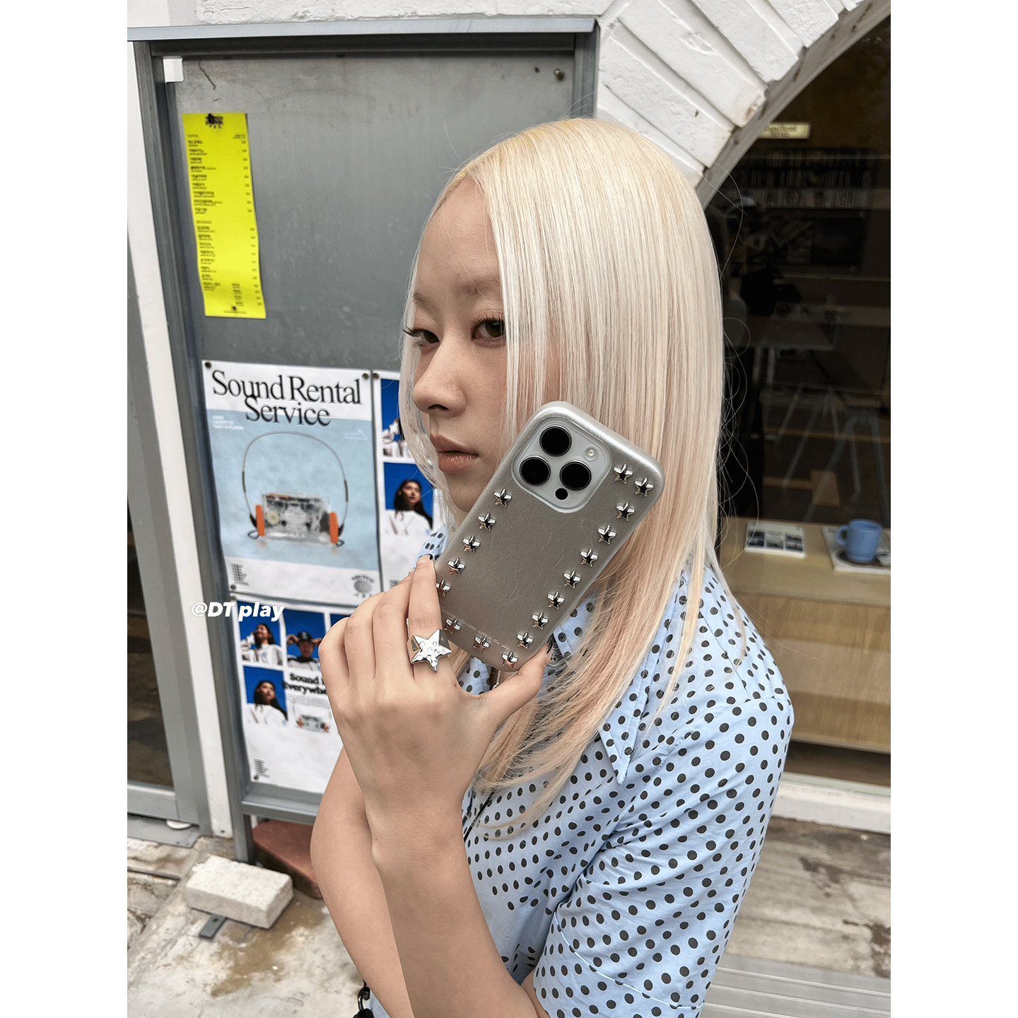 DT play 银色星星铆钉时髦韩国ins博主小众适用于ipho
