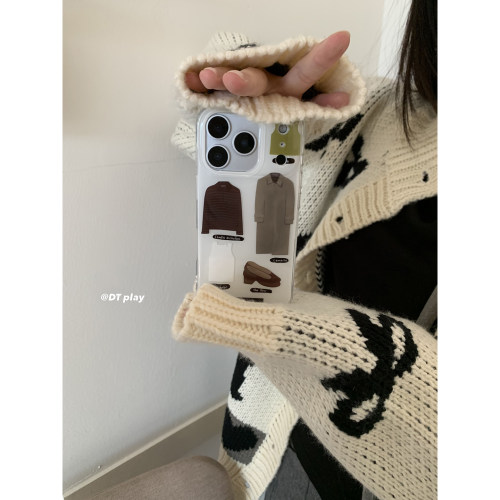 DT play 时髦衣服穿搭拼接可爱插画韩国ins博主小众设计适用于iphone17promax/16/15苹果14/13手机壳保护套