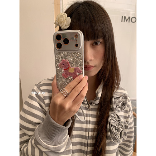 DT play 粉色小马Bling闪闪银色腕带韩国ins博主小众设计适用于iphone17promax/16/15苹果14/13手机壳保护套