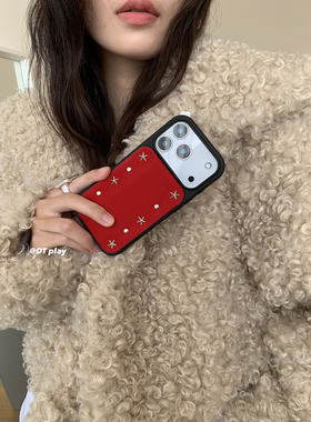 DT play 小众铆钉红色新年圣诞氛围韩国ins博主小众设计适用于iphone17promax/16/15苹果14/13手机壳保护套