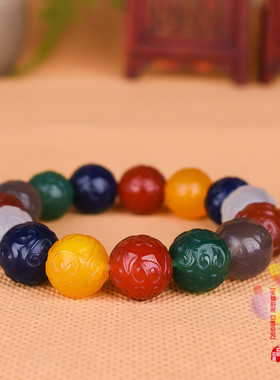 玛瑙玉髓糖果色男女款民族风手串