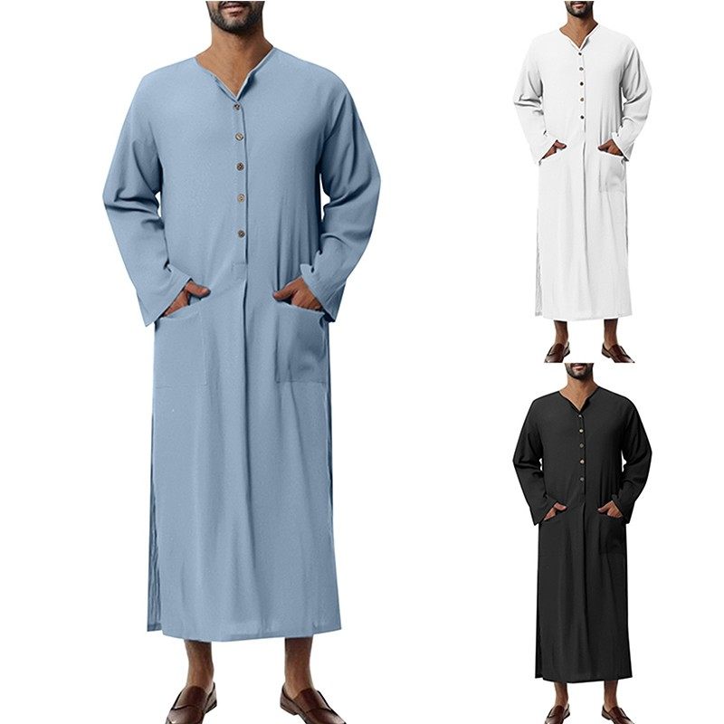 男士睡袍睡裙纯棉长款宽松下摆开叉有口袋纯色纯简约家居服薄款,女士内衣/男士内衣/家居服,睡袍/浴袍,淘宝优惠券,粉丝福利购,淘宝优惠卷