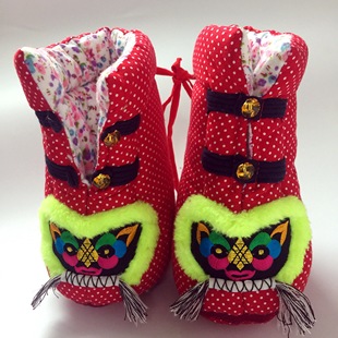 冬季婴儿加厚软底高帮纯手工棉花鞋男女宝宝鞋老传统老虎头鞋