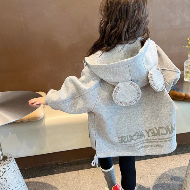 女童洋气春秋款外套2025新款早春儿童大女孩春秋装时髦连帽卫衣潮