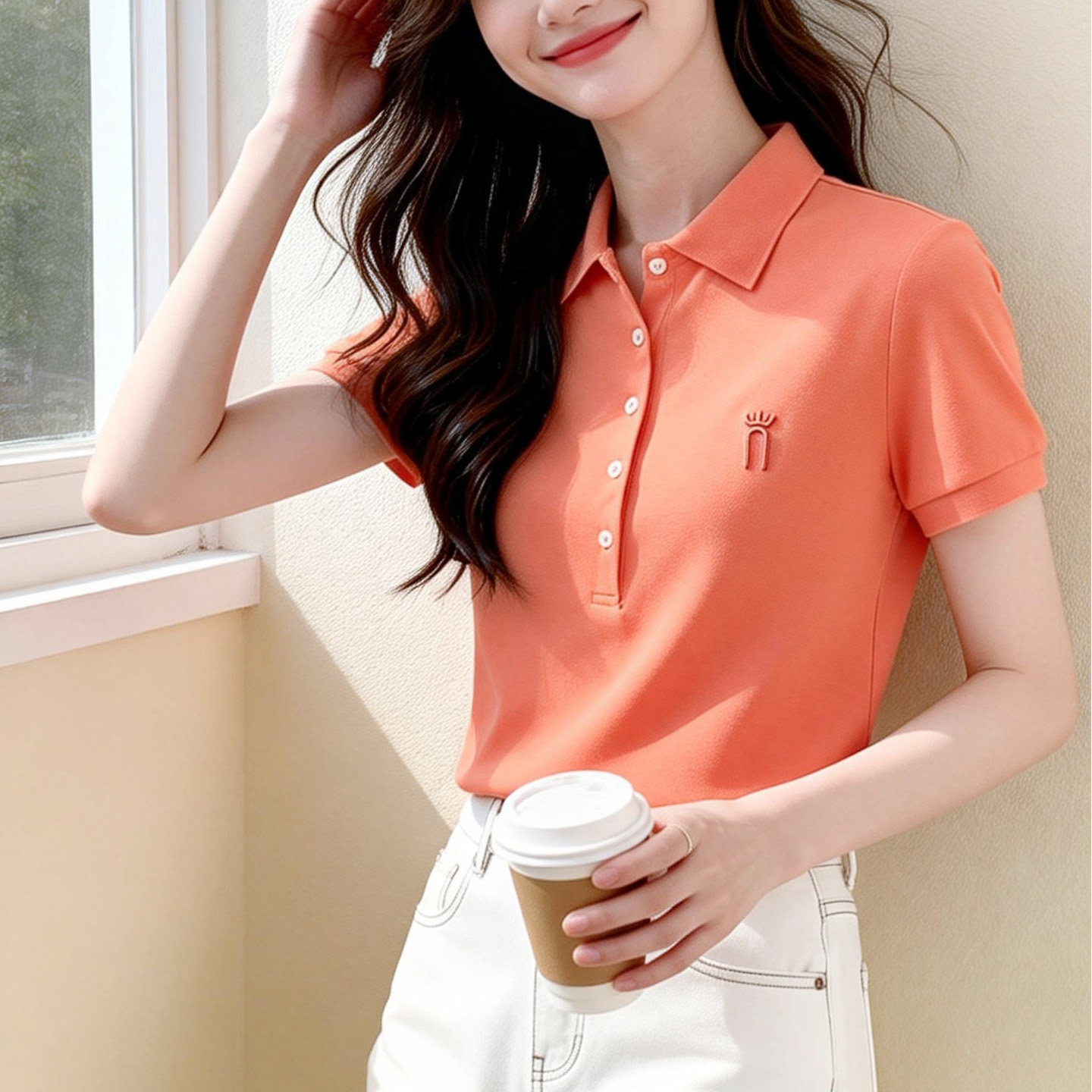 2026新款修身显瘦POLO衫女短袖翻领纯色休闲t恤夏季定制LOGO上衣,女装/女士精品,POLO衫,淘宝优惠券,粉丝福利购,淘宝优惠卷