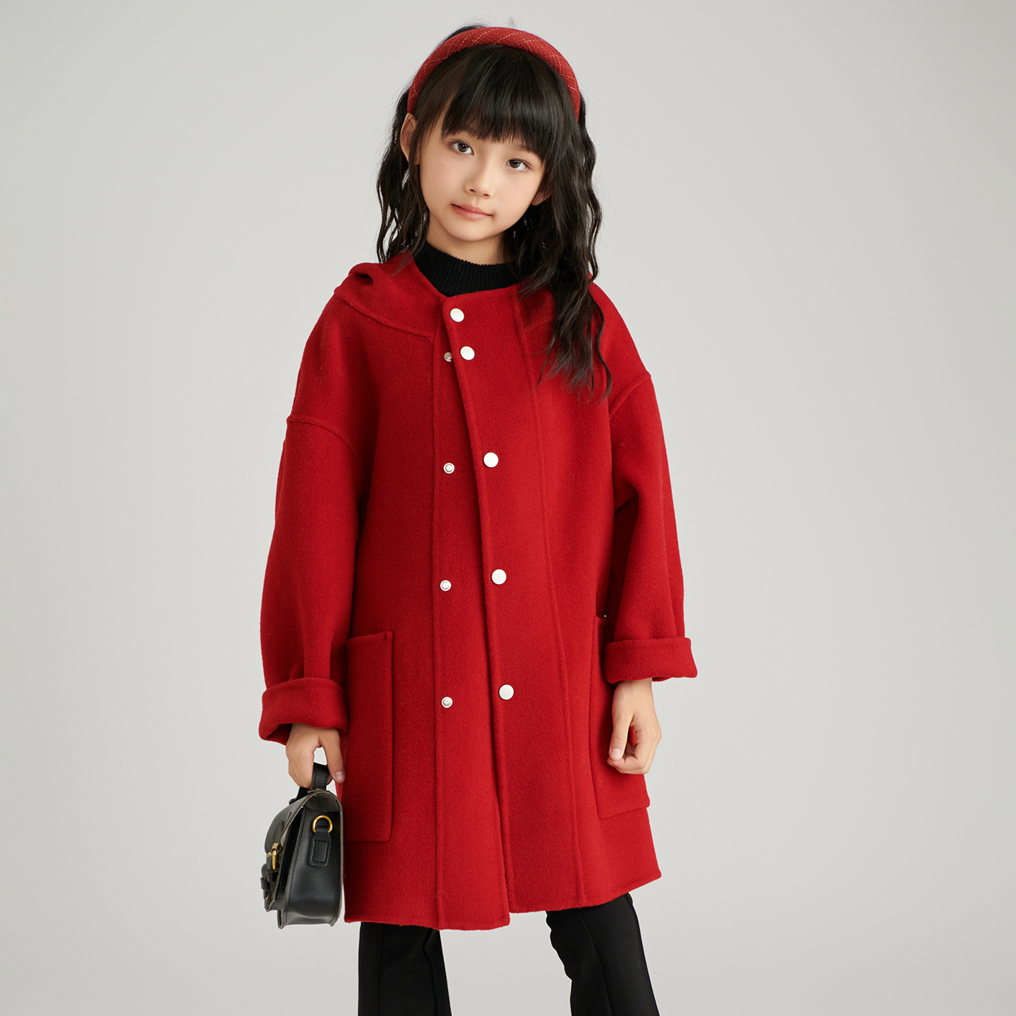 2025秋冬女童羊毛呢子大衣中长款