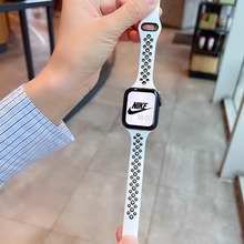 iwatch透气硅胶细款表带适用AppleWatch苹果手表nike同款运动拼色