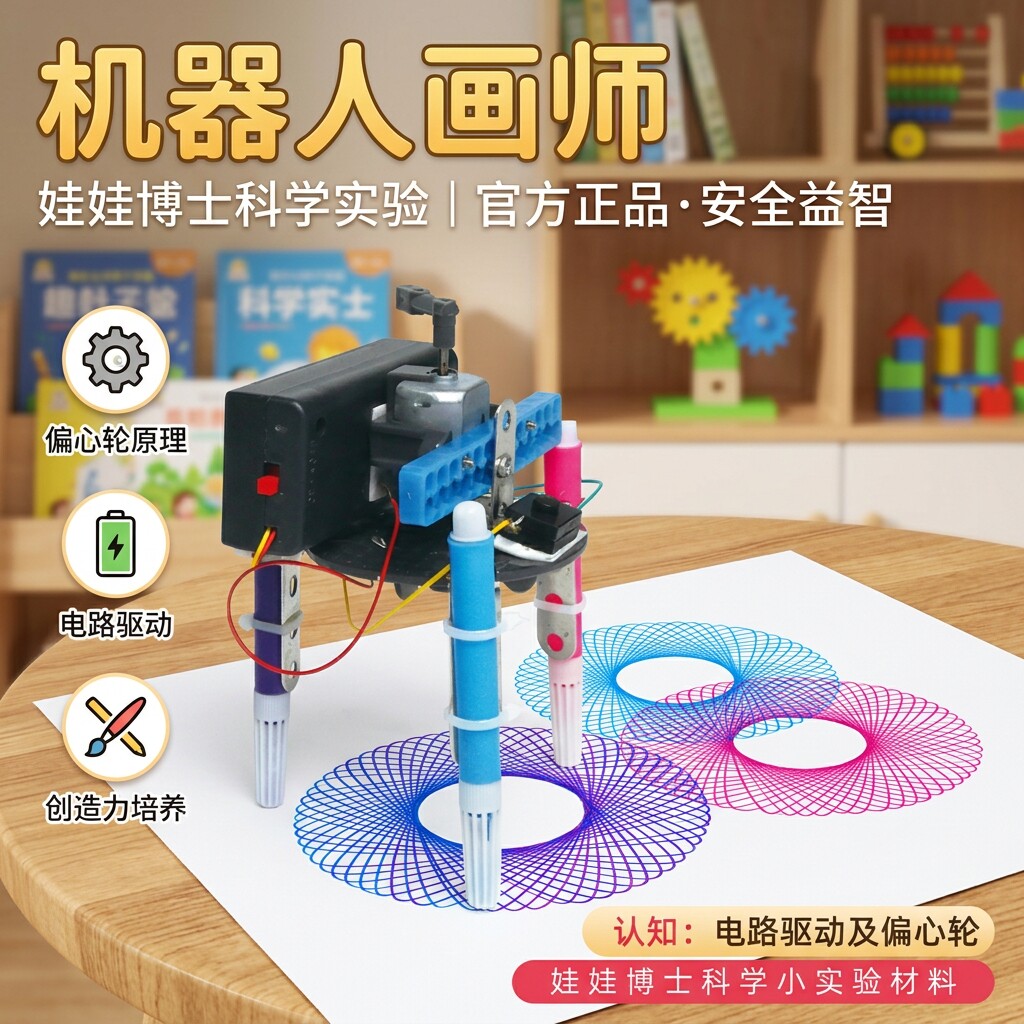 创意DIY涂鸦机器人画师科技小制作偏心轮电动驱动小学生科学实验