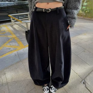 欧货正品2025冬季设计感高腰显瘦灯芯绒加绒加厚洋气休闲十分裤女