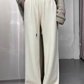 欧货抽绳高腰羊绒阔腿裤 女2025秋冬宽松显瘦加厚米色直筒拖地长裤