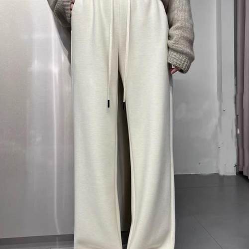 松紧腰欧货长裤直筒羊绒