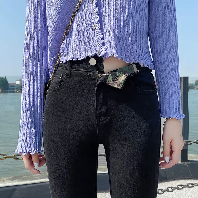 牛仔裤女2020秋冬新款韩版修身显瘦紧身小脚裤黑色假破洞铅笔裤子|ruв категории Женская одежда, джинсы - от Buy2taobao.com для оказания профессиональной услуги покупки агента Taobao