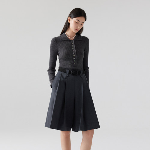 新款高腰显瘦百搭短裤中长款