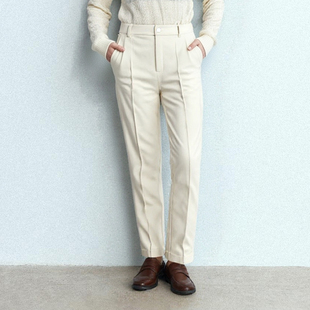 高级感轻熟简约风高腰直筒西装裤女修身垂感九分裤商务直筒休闲裤