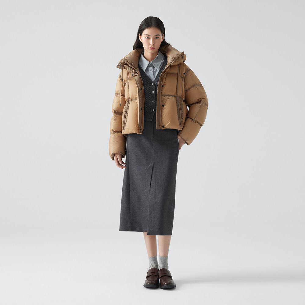 短款连帽茧型云朵羽绒服女冬韩版90白鸭绒加厚保暖面包服外套