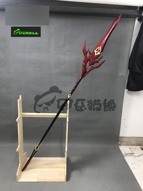 邪恶猫熊~天策95~成长橙武赤魂炎狼cosplay武器实木道具