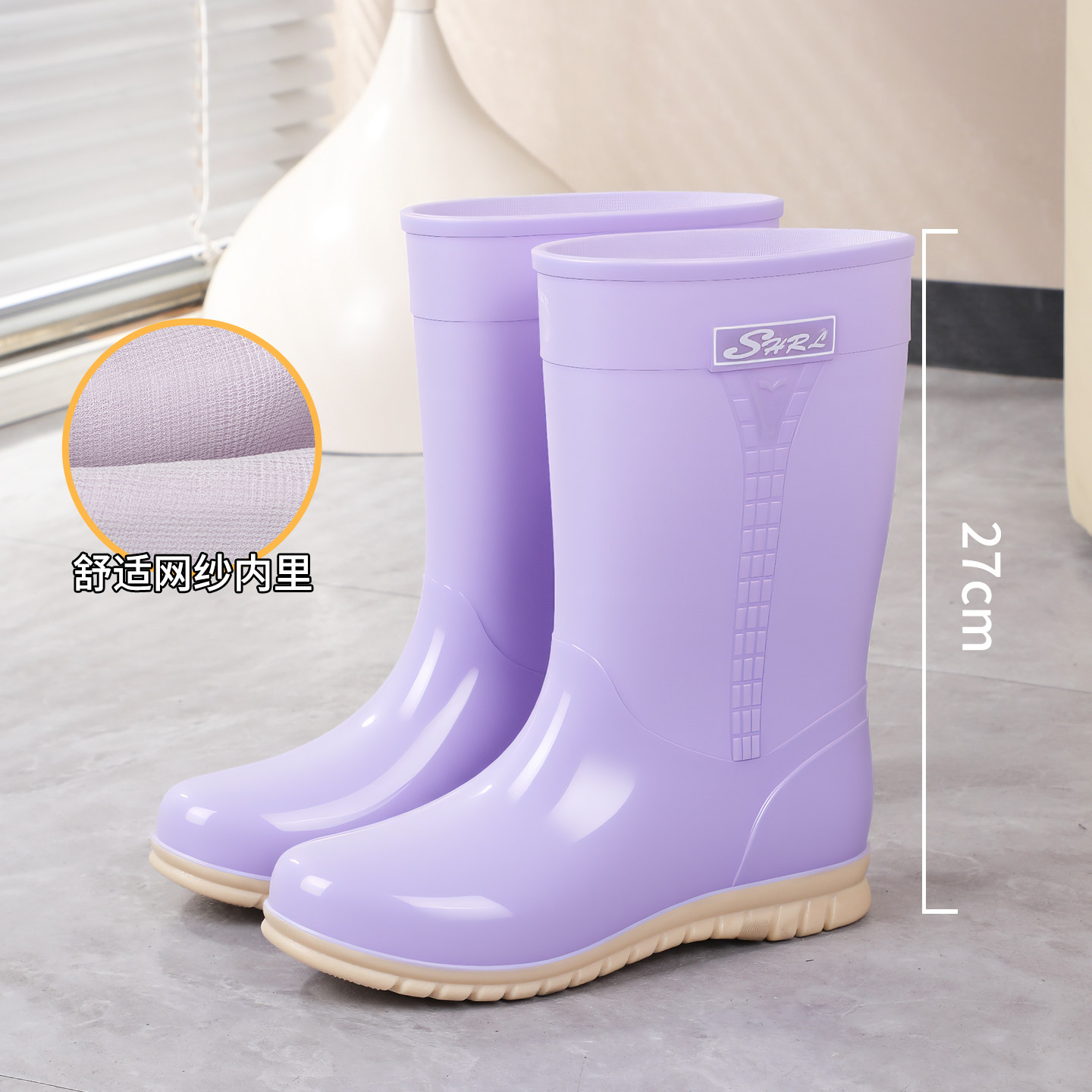 雨鞋中筒女士加绒时尚雨靴防水防滑水鞋四季休闲水靴厨房工作胶鞋,女鞋,雨鞋,淘宝优惠券,粉丝福利购,淘宝优惠卷