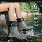 男女款 中筒水鞋 防水厚底户外钓鱼 时尚 登山靴软胶可折叠便携雨鞋