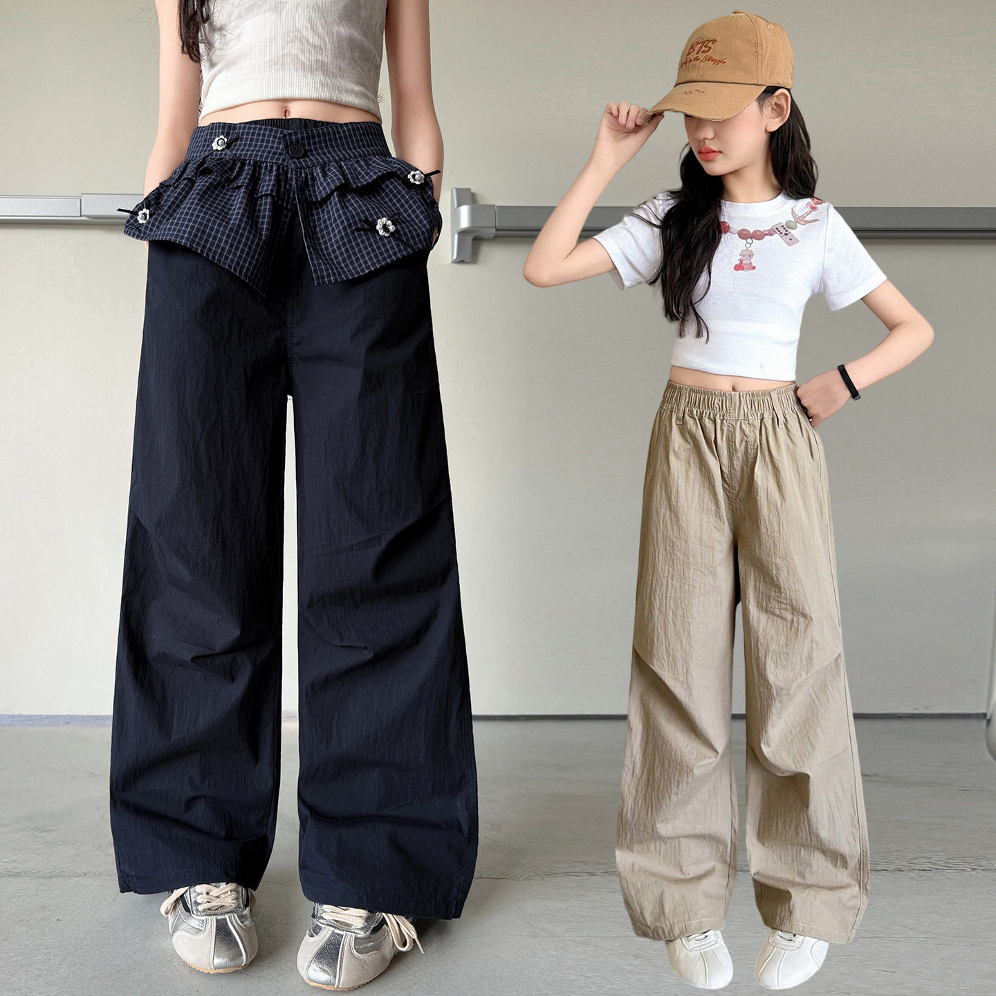 女童夏季薄款工装裤2026新款韩范屁帘薄款裤中大童甜酷休闲阔腿裤
