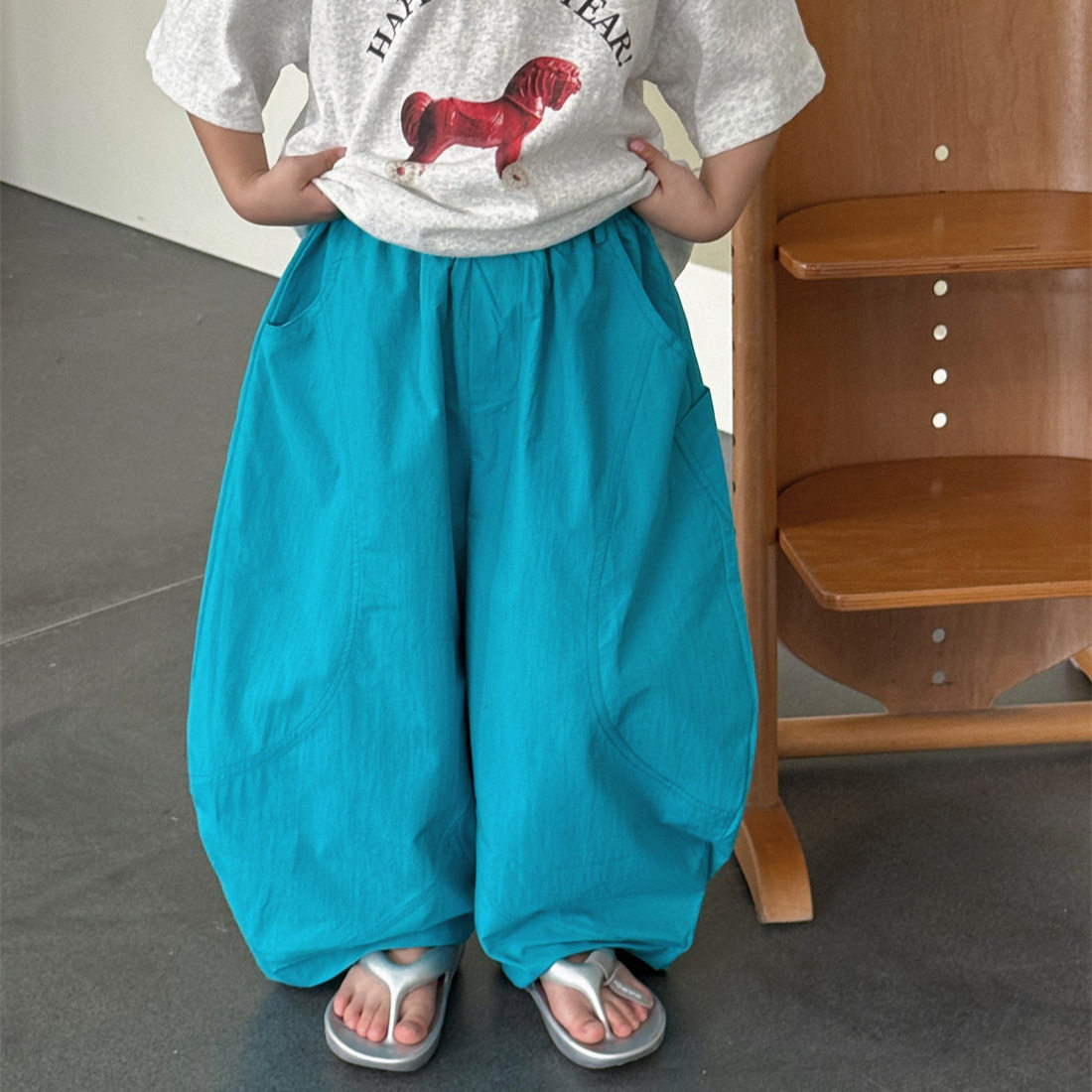 奶酪与喵男童裤子2026夏季新款儿童韩系慵懒风阔腿裤宽松休闲长裤