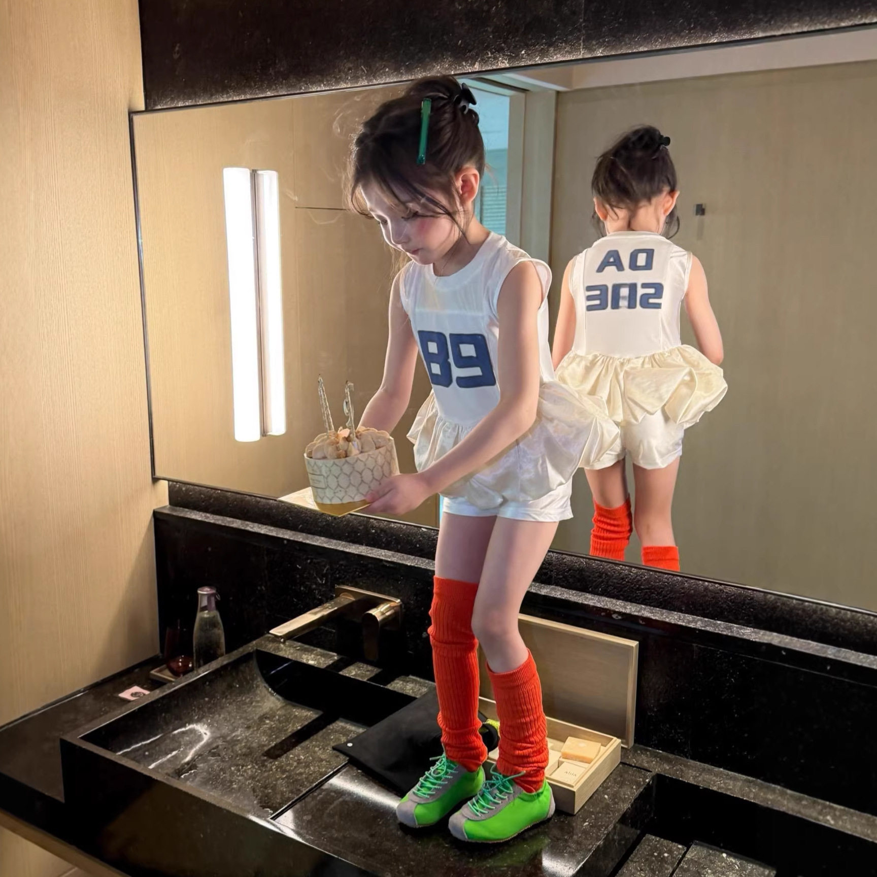 女童套装26夏季新款美式运动裙摆背心织里童装中大童简短裤外贸