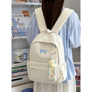 高颜值蝴蝶结初中生书包女高中学大容量双肩包可爱小清新少女背包
