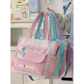 可爱猫咪大容量斜挎包高颜值小清新少女单肩托特包学生上课补习袋