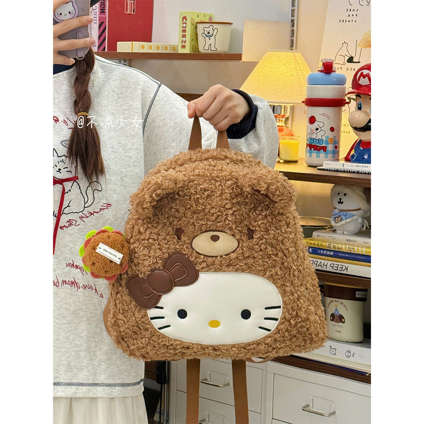 可爱卡通小猫小熊毛绒书包学生羊羔毛百搭迷你双肩包少女通勤背包,箱包皮具/热销女包/男包,双肩背包,淘宝优惠券,粉丝福利购,淘宝优惠卷