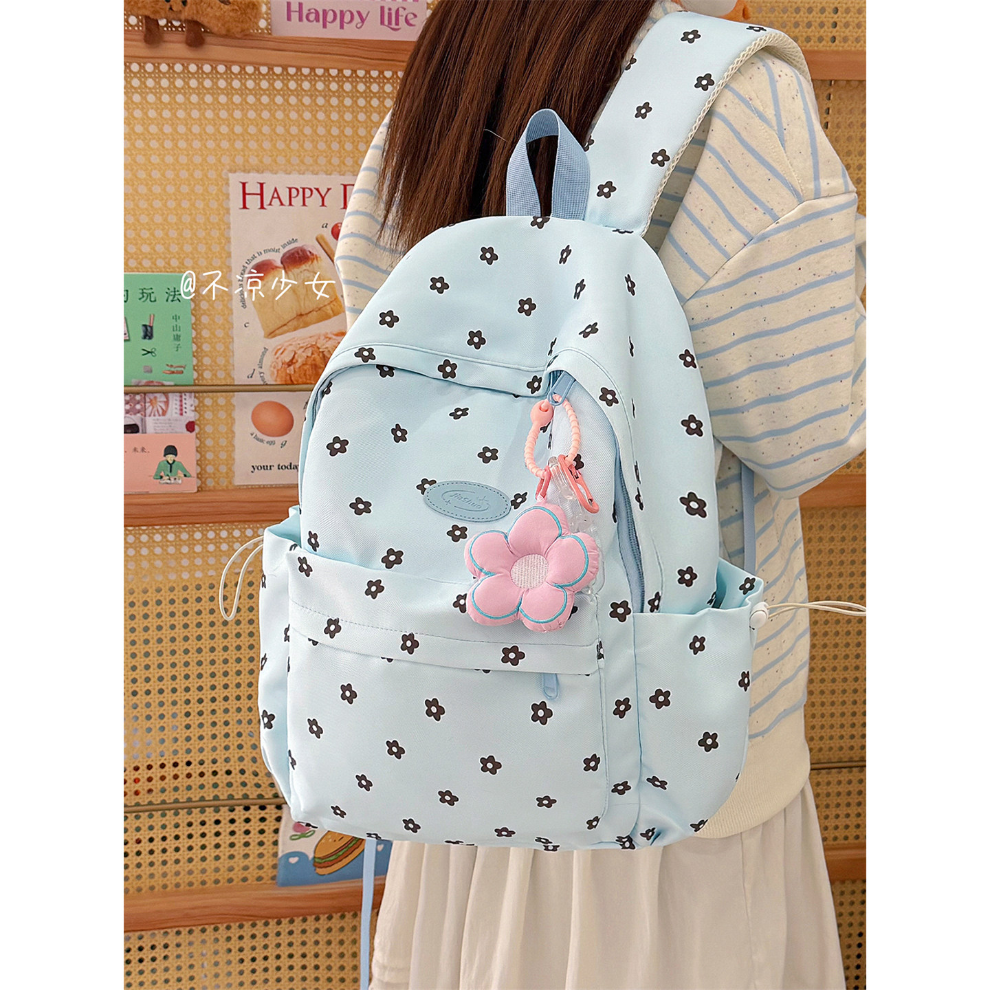 可爱花朵简约书包甜美学院风小清新学生大容量双肩包森系少女背包,箱包皮具/热销女包/男包,双肩背包,淘宝优惠券,粉丝福利购,淘宝优惠卷