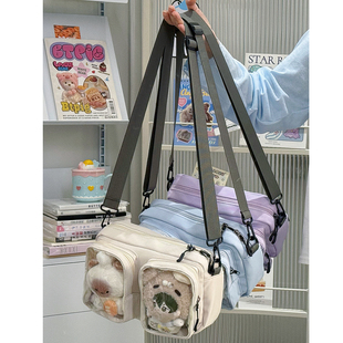 二次元 漫展单肩斜挎包女学生透明小众小方包15cm棉花娃娃痛包娃包